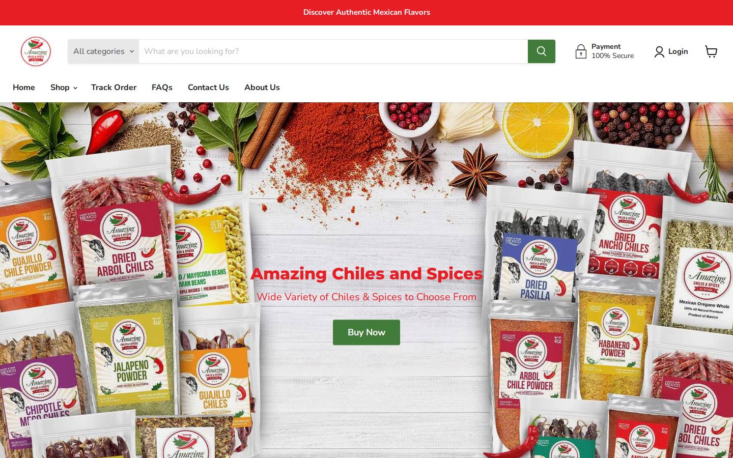 amazingchiles.com homepage screenshot