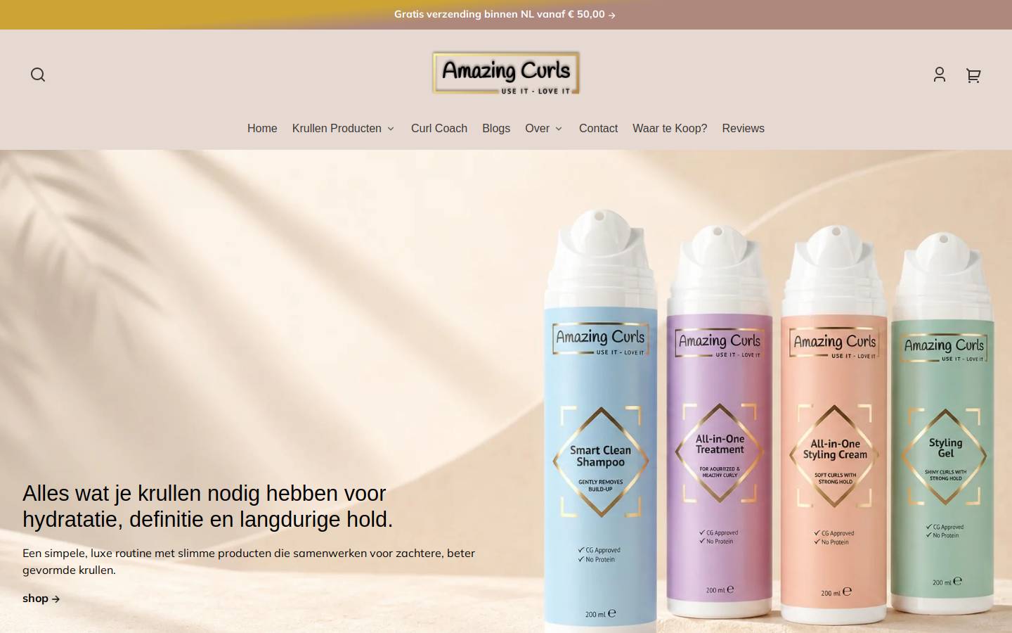 amazingcurls.nl homepage screenshot