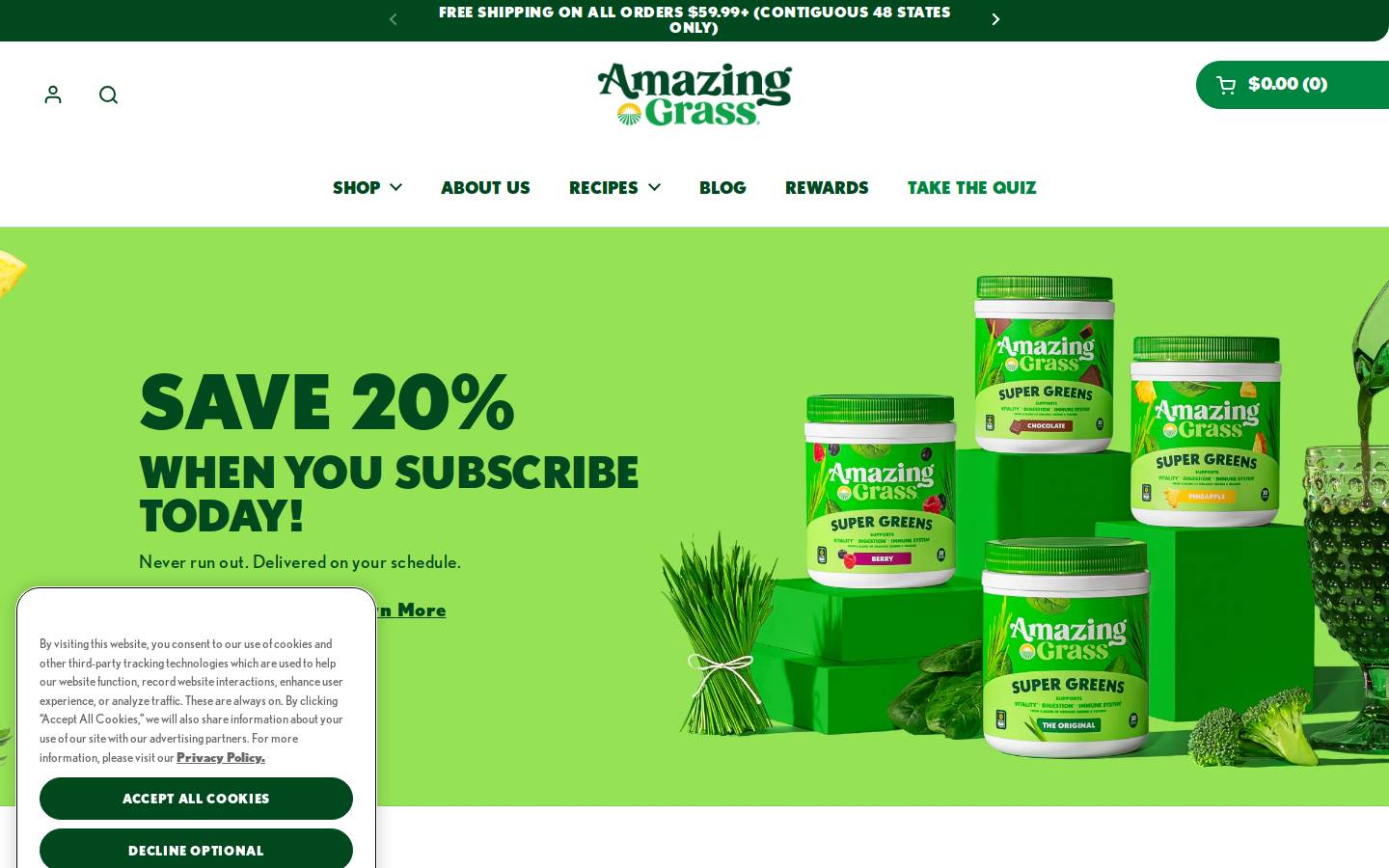 Amazing Grass homepage screenshot