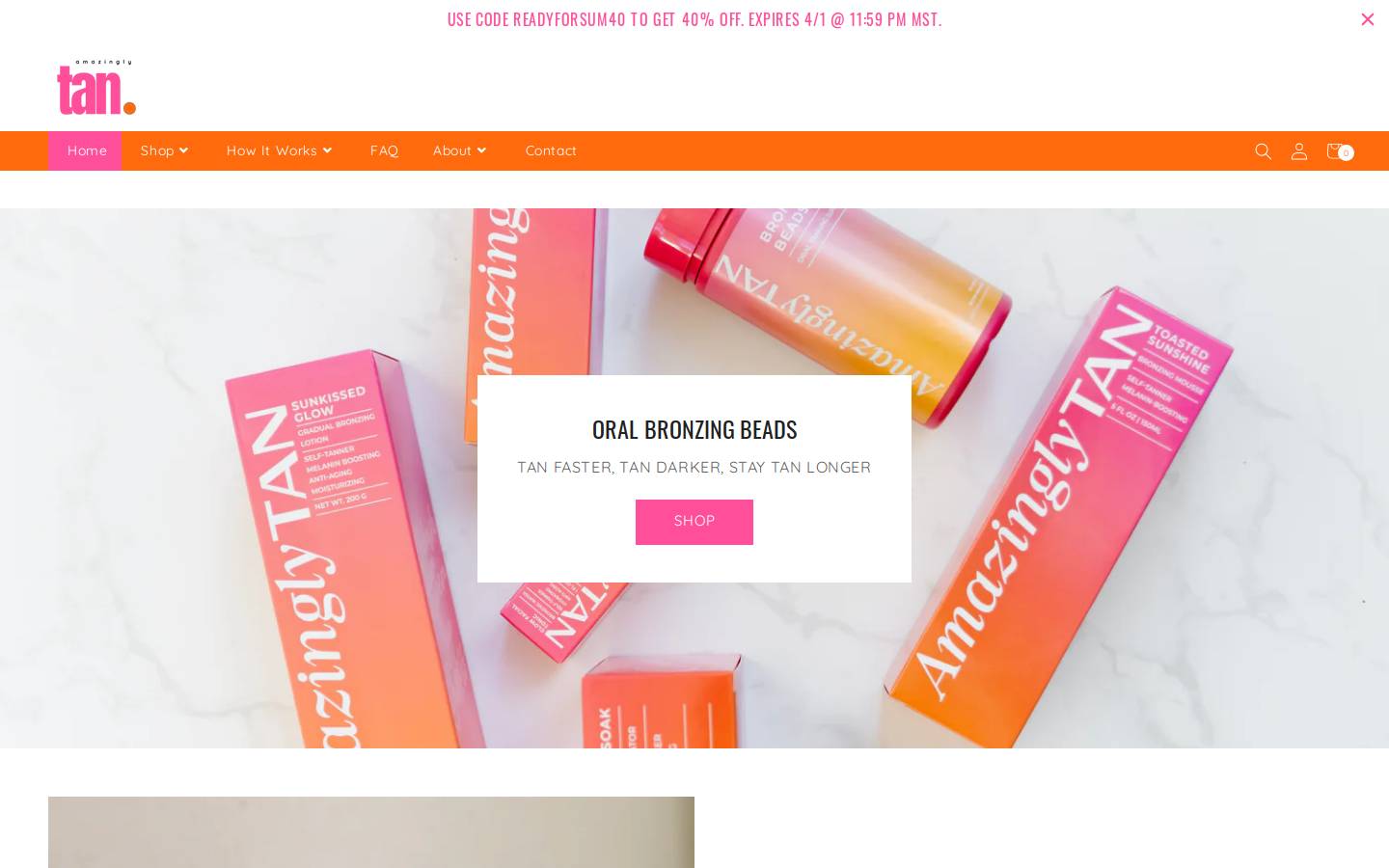 amazinglytan.com homepage screenshot