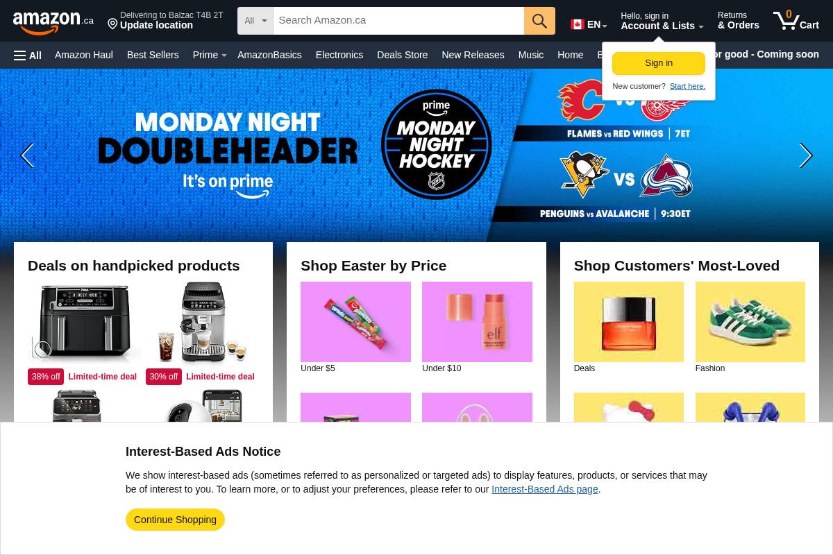 Amazon.com, Inc. homepage screenshot