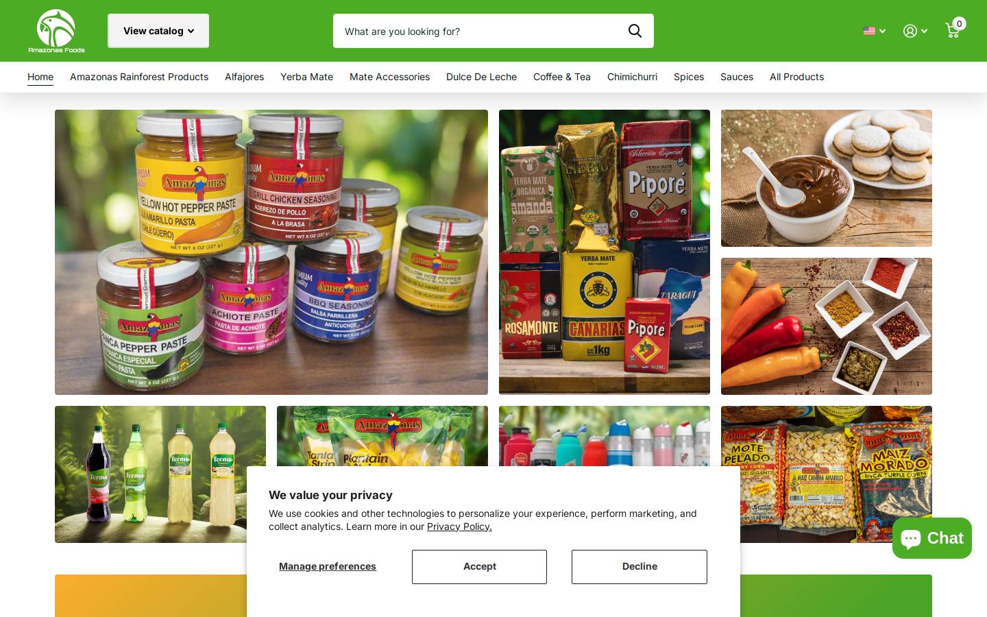 amazonasfoodsonline.com homepage screenshot