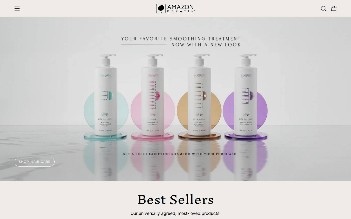 amazonkeratin.com homepage screenshot