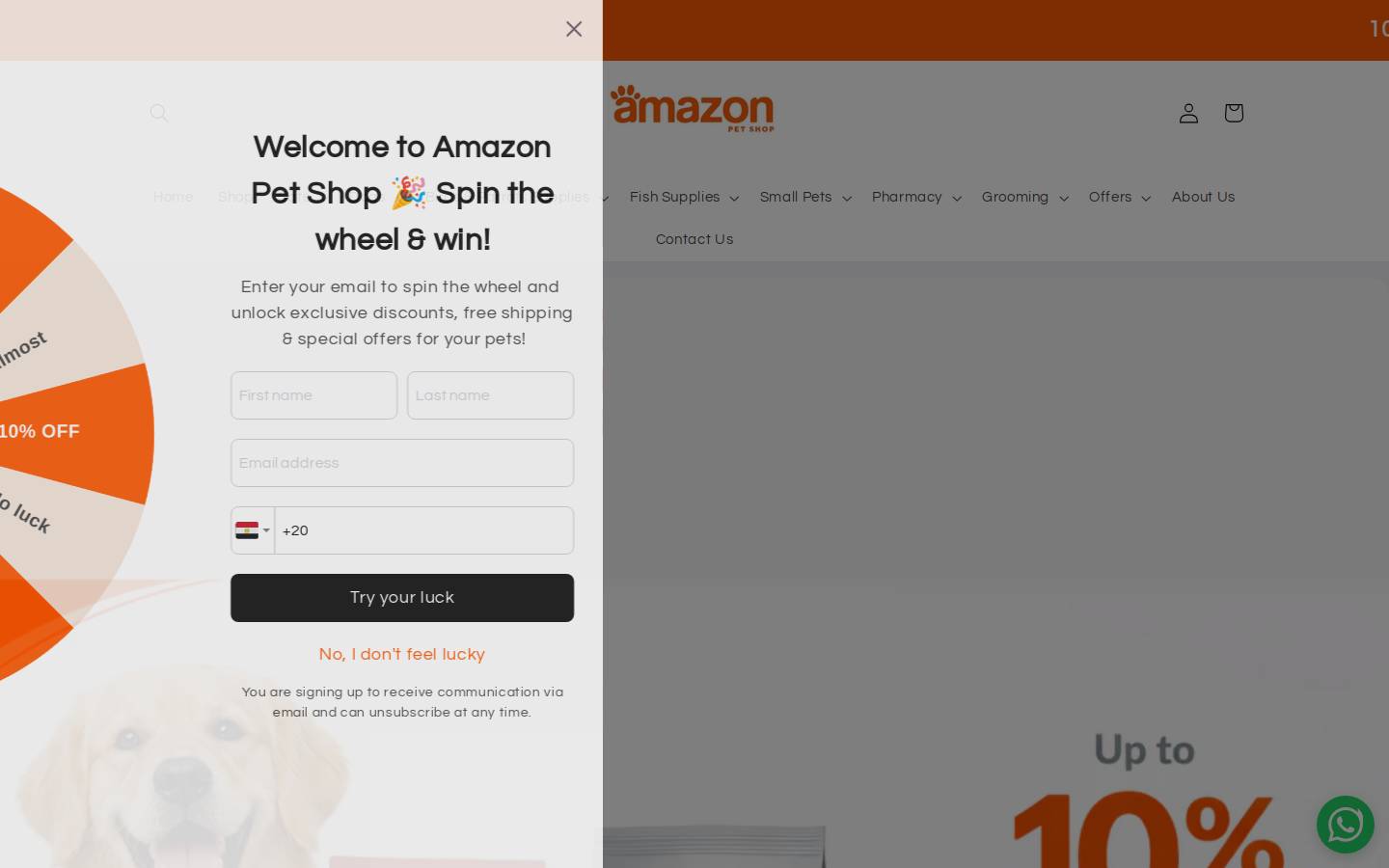 amazonpetsshop.com homepage screenshot