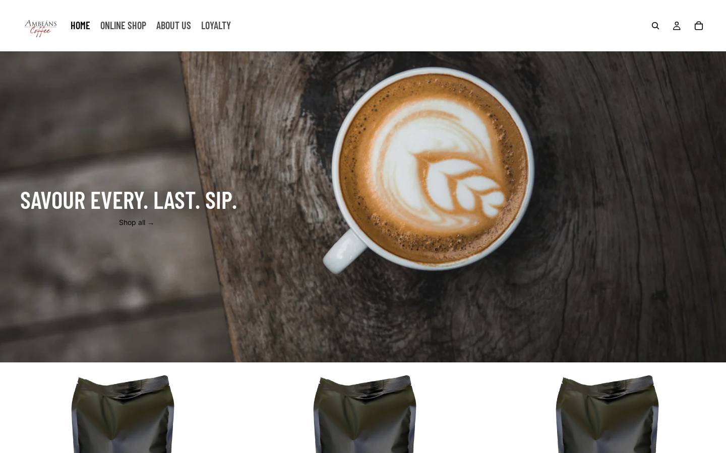 ambeans.com homepage screenshot