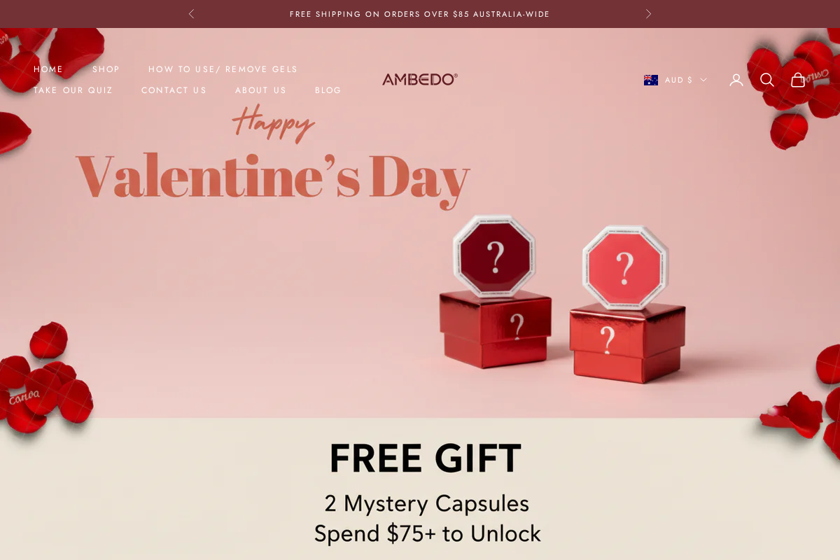 Ambedo Beauty homepage screenshot