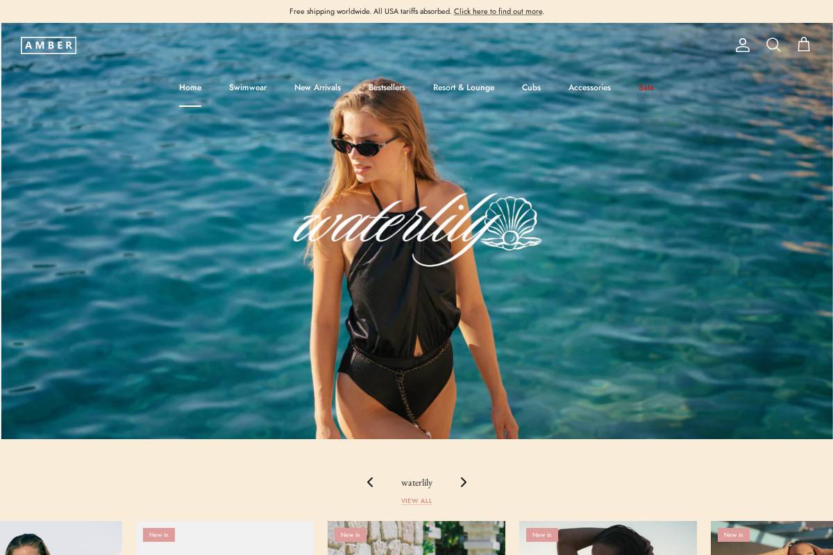 amber-swim.com homepage screenshot