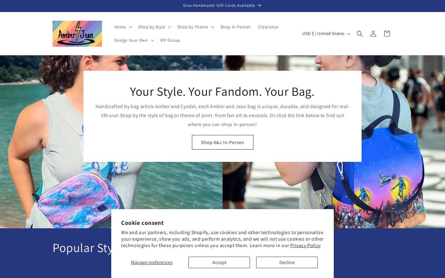 amberandjean.com homepage screenshot