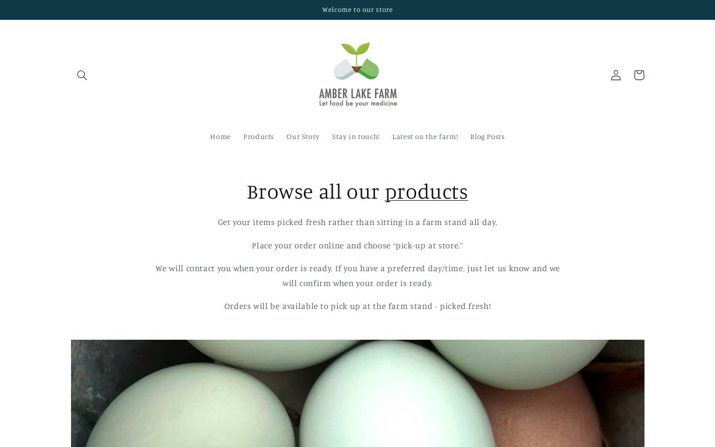 amberlakefarm.com homepage screenshot