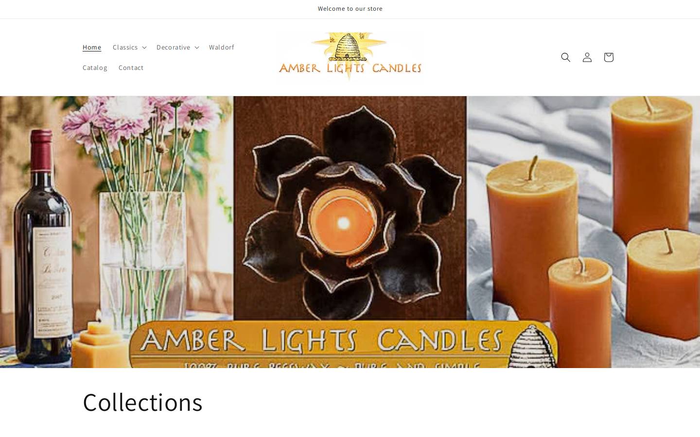 amberlightscandles.com homepage screenshot