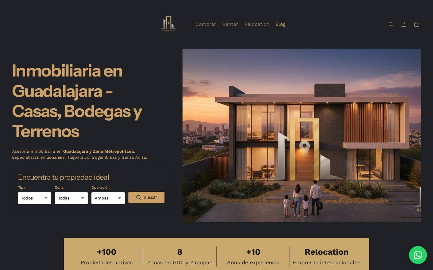 ambientesinmobiliaria.mx homepage screenshot