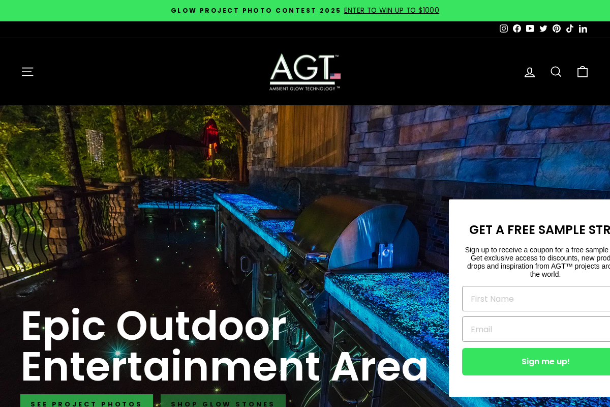 Ambient Glow Technology™ homepage screenshot