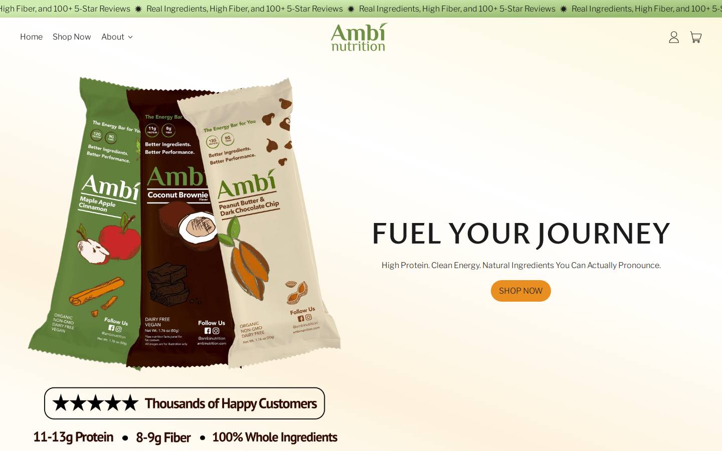ambinutrition.com homepage screenshot