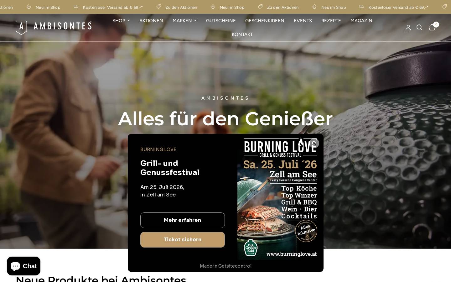 ambisontes.at homepage screenshot