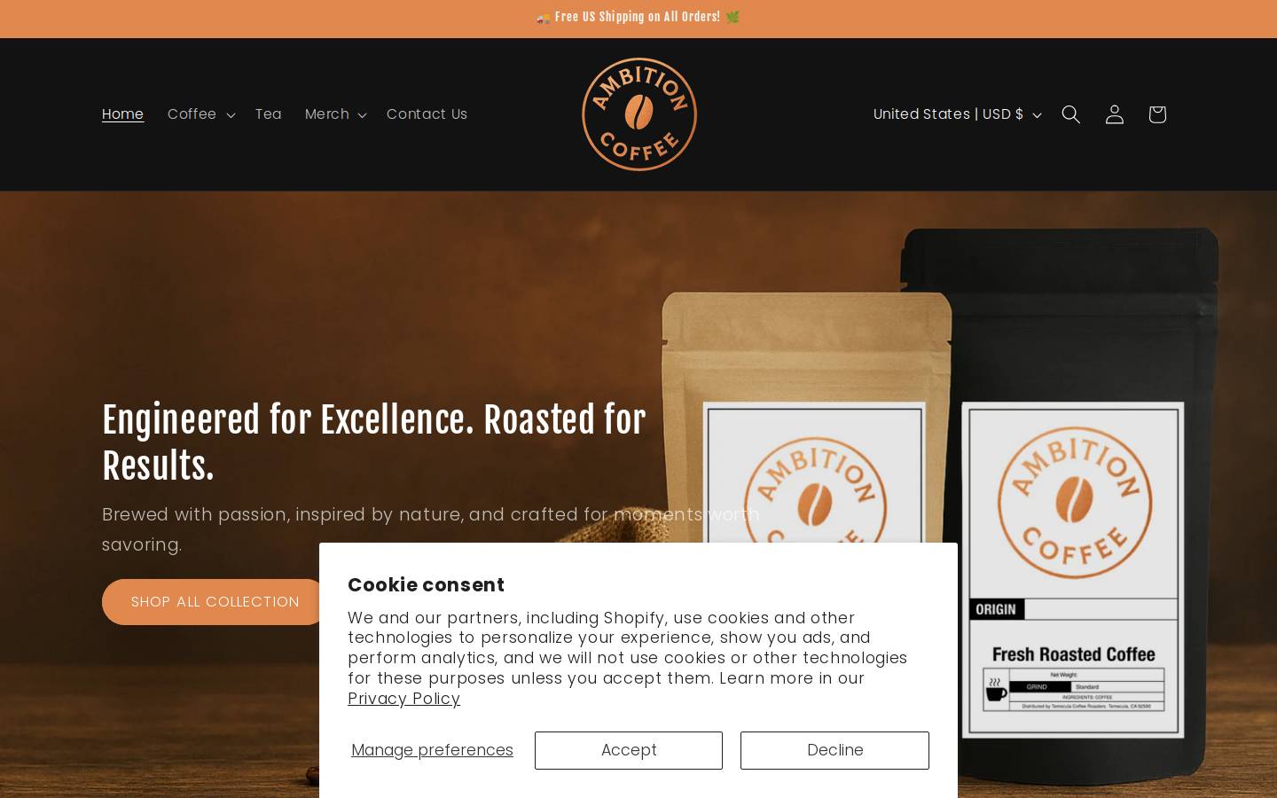 ambitioncoffee.shop homepage screenshot