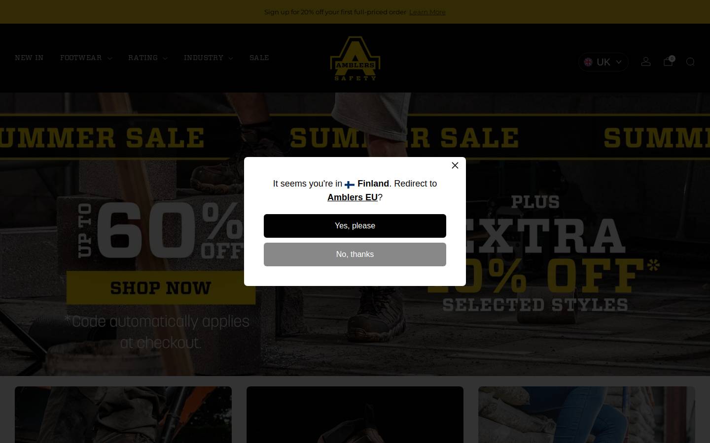 Amblers Safety homepage screenshot