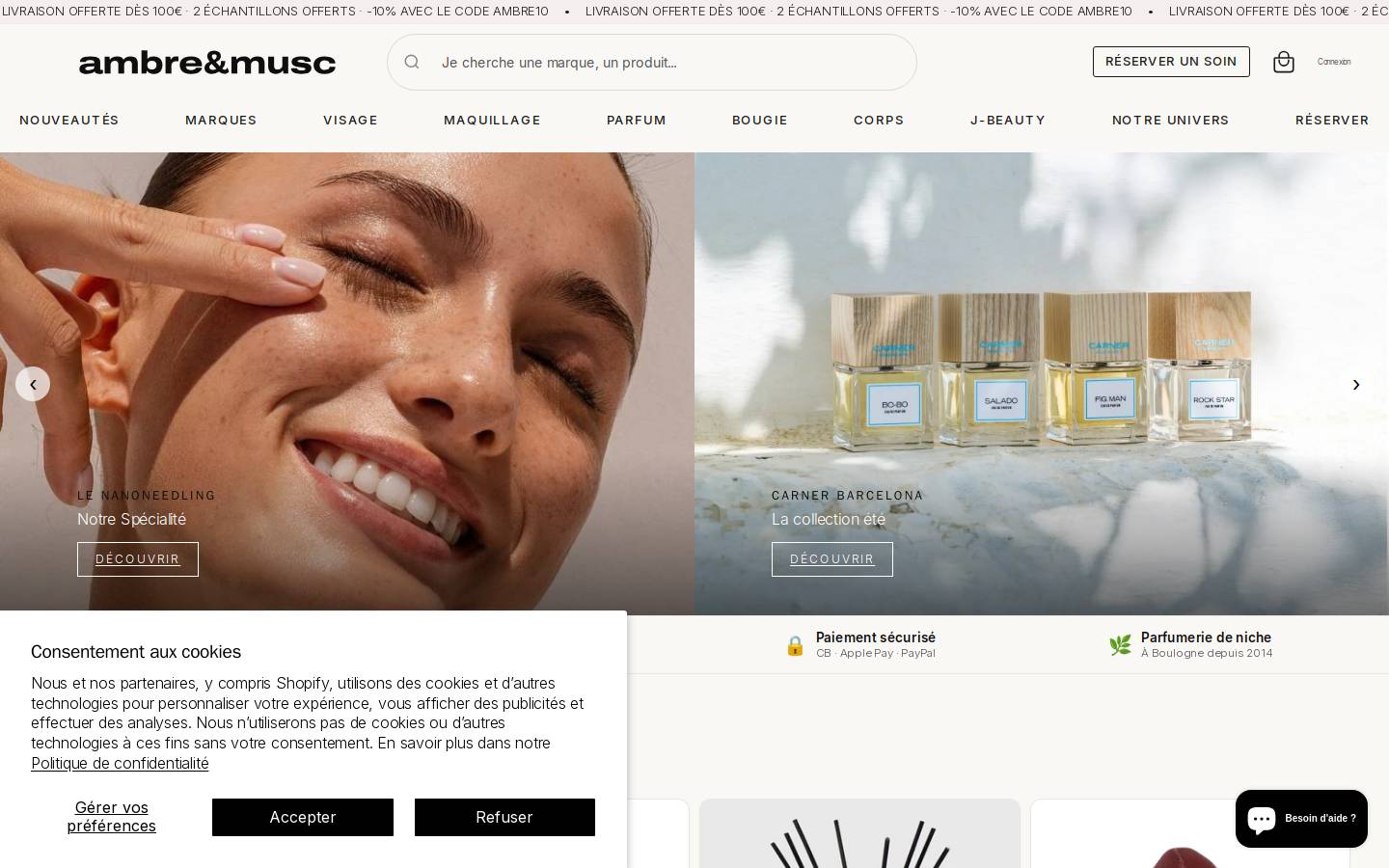 Ambre&Musc homepage screenshot