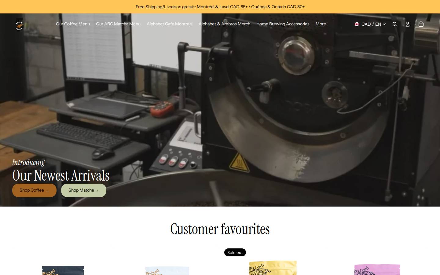 ambroscoffee.com homepage screenshot