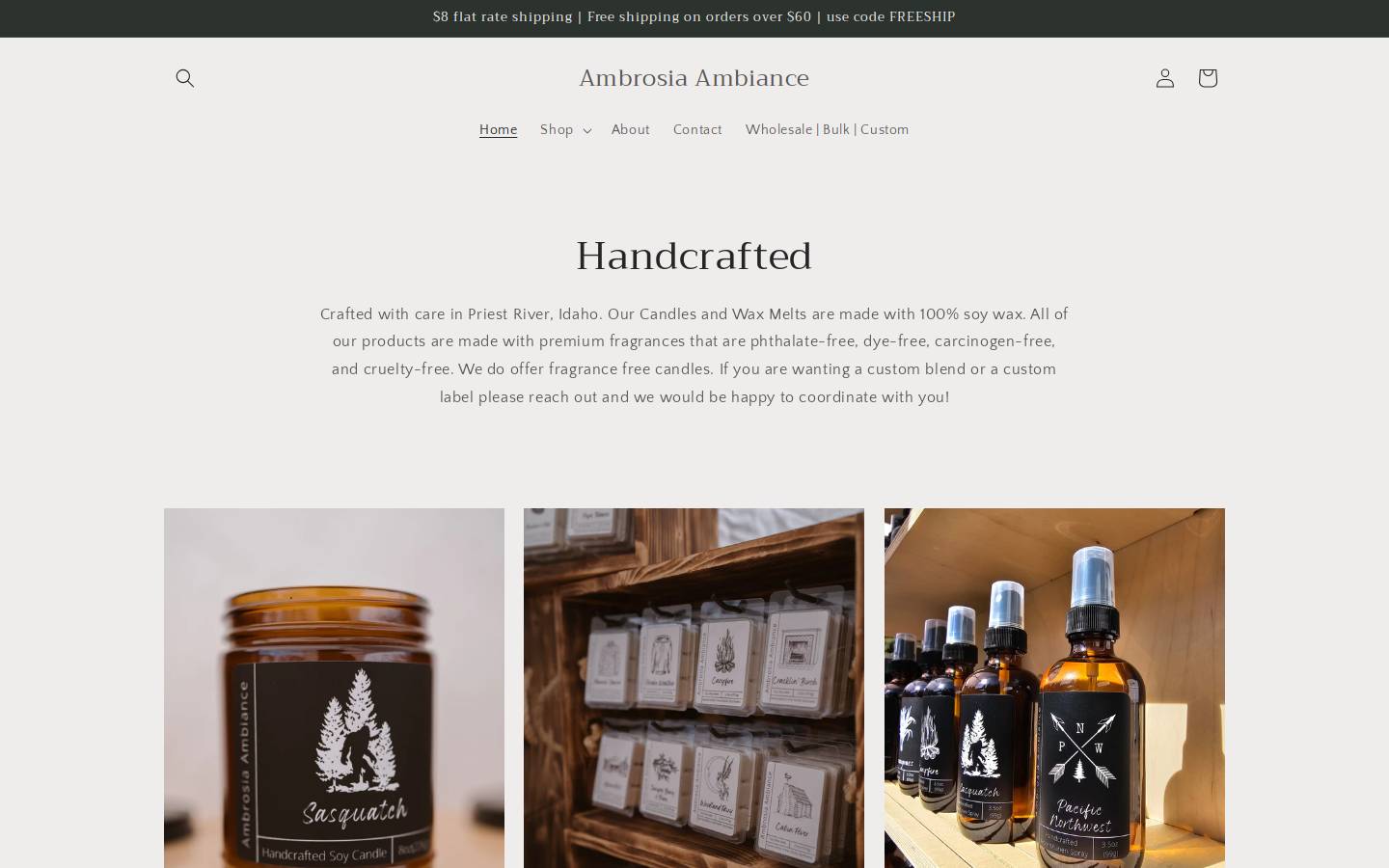 ambrosiaambiance.com homepage screenshot