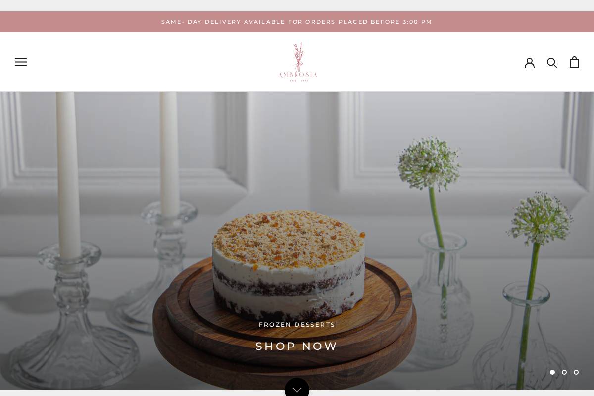 ambrosiabakery.in homepage screenshot
