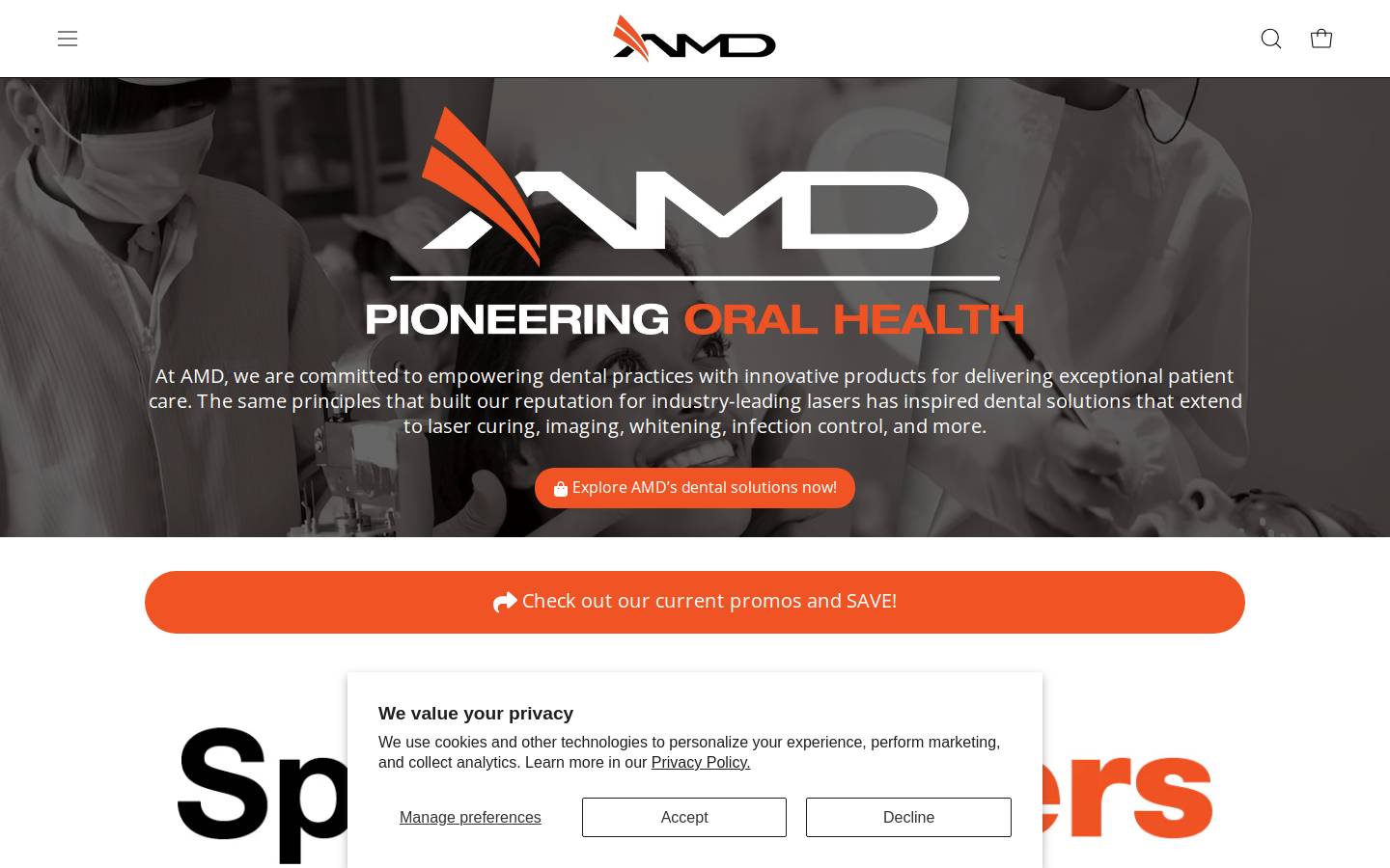 amdlasers.com homepage screenshot