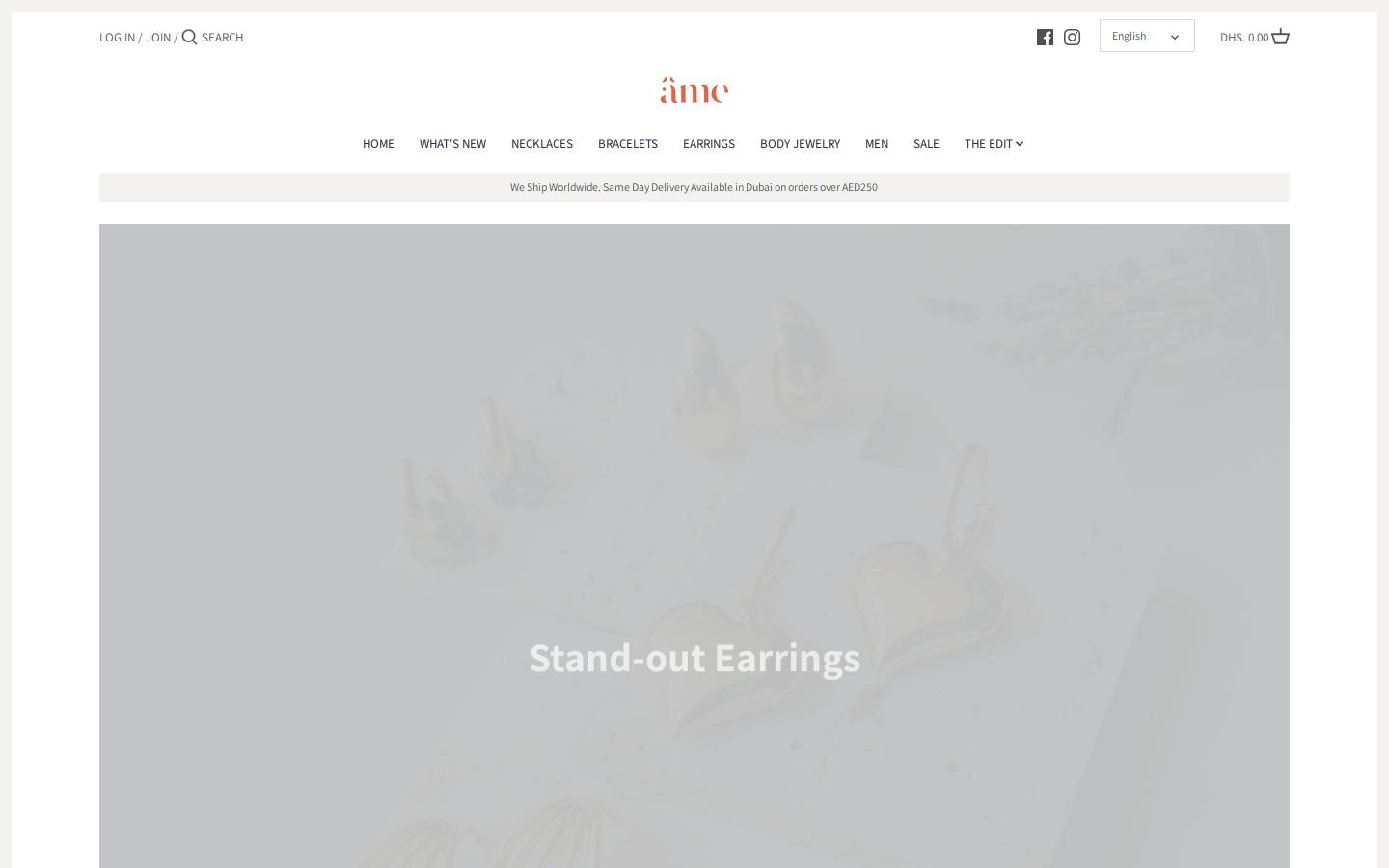ame-jewelry.com homepage screenshot