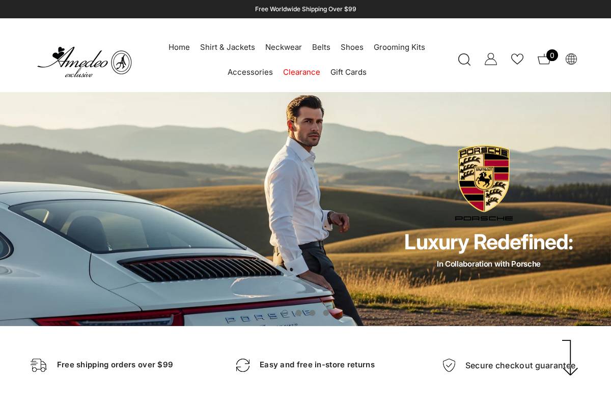 amedeoexclusive.com homepage screenshot