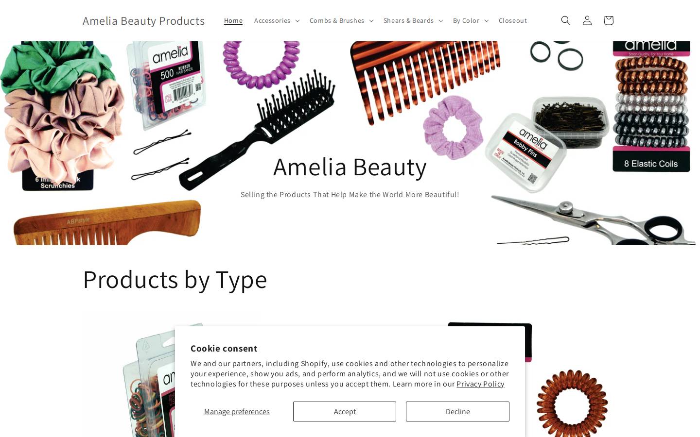 ameliabeautyproducts.com homepage screenshot