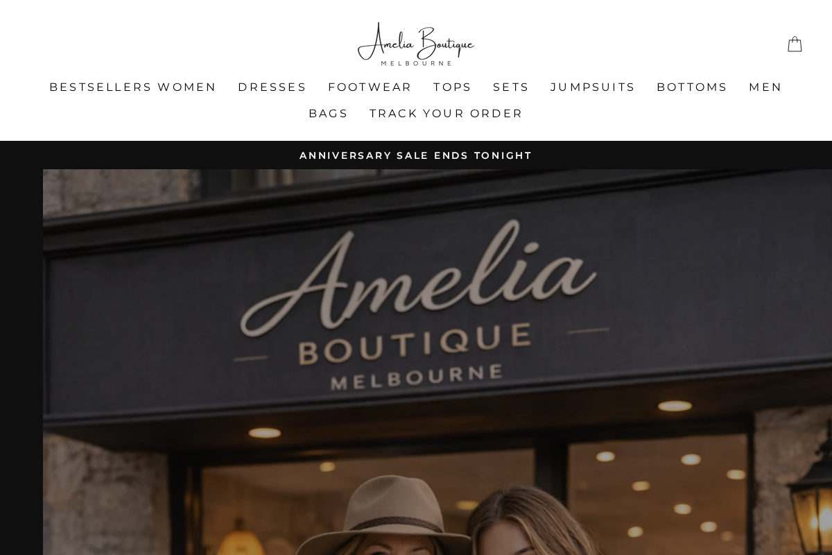 Amelia Boutique Melbourne homepage screenshot