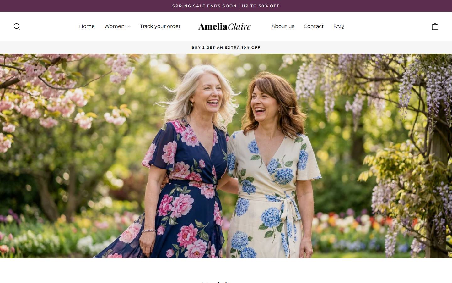 Ameliaclaireboutique homepage screenshot