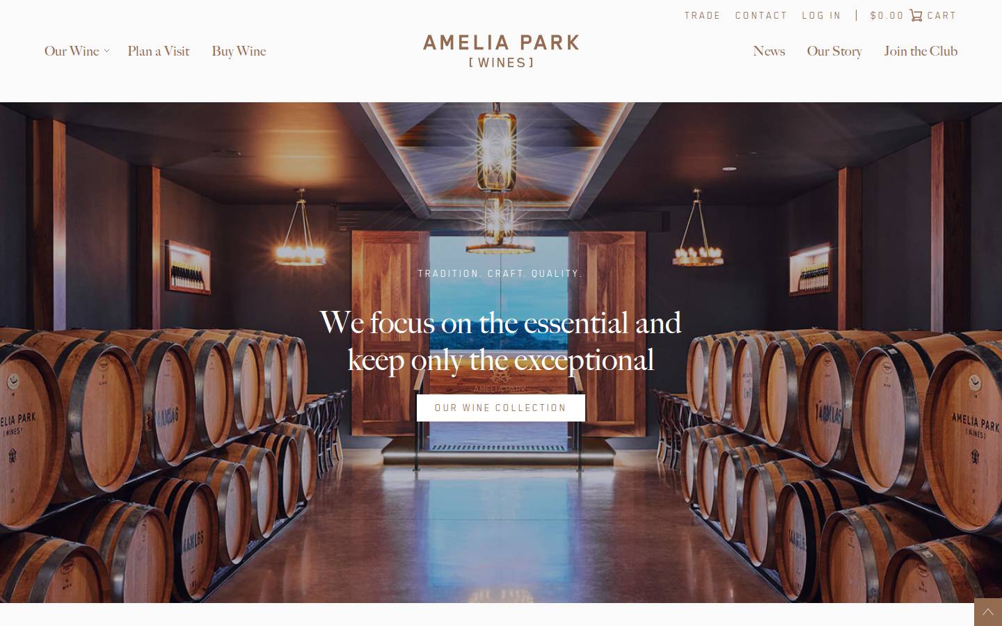 ameliaparkwines.com.au homepage screenshot
