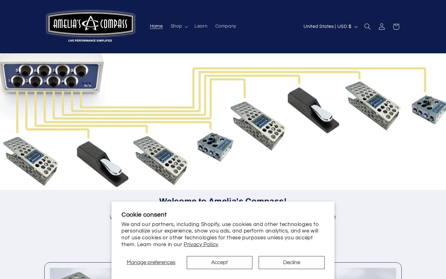 ameliascompass.com homepage screenshot