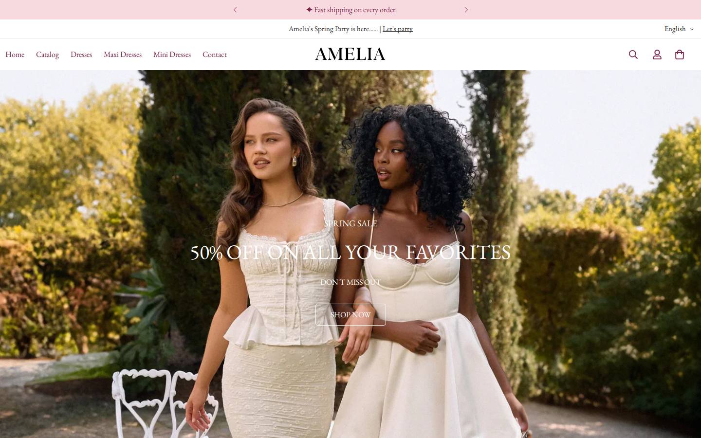 ameliathelabel.com homepage screenshot