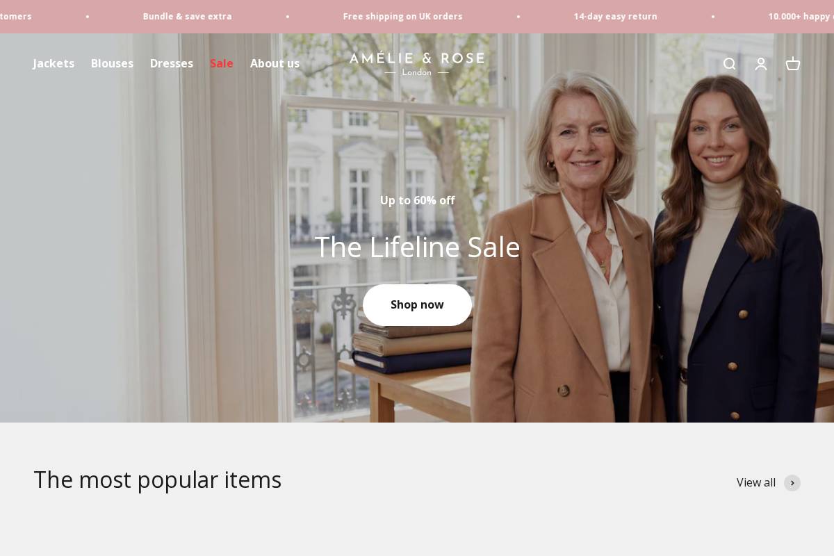 amelieroselondon.com homepage screenshot