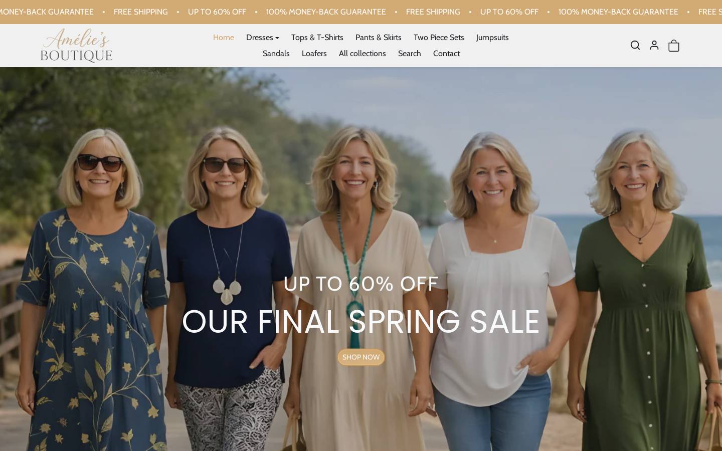 amelies-boutique.com homepage screenshot