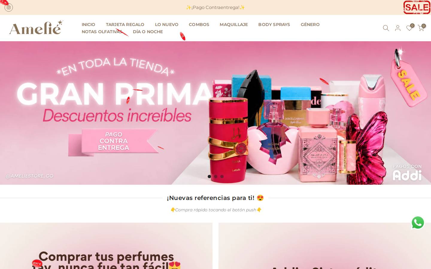 ameliestore.co homepage screenshot