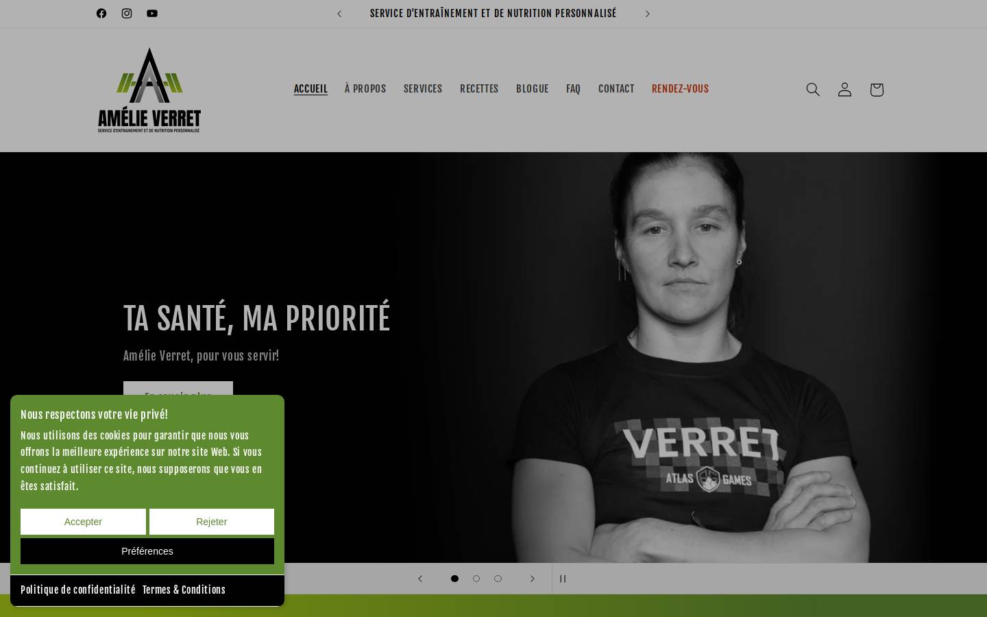 amelieverret.com homepage screenshot