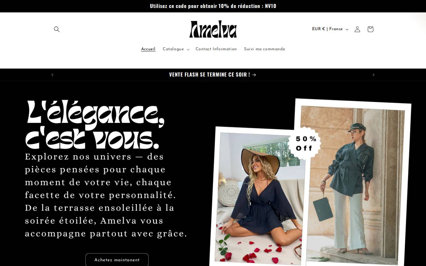amelva.com homepage screenshot