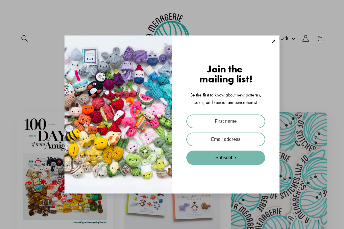 amenagerieofstitches.com homepage screenshot