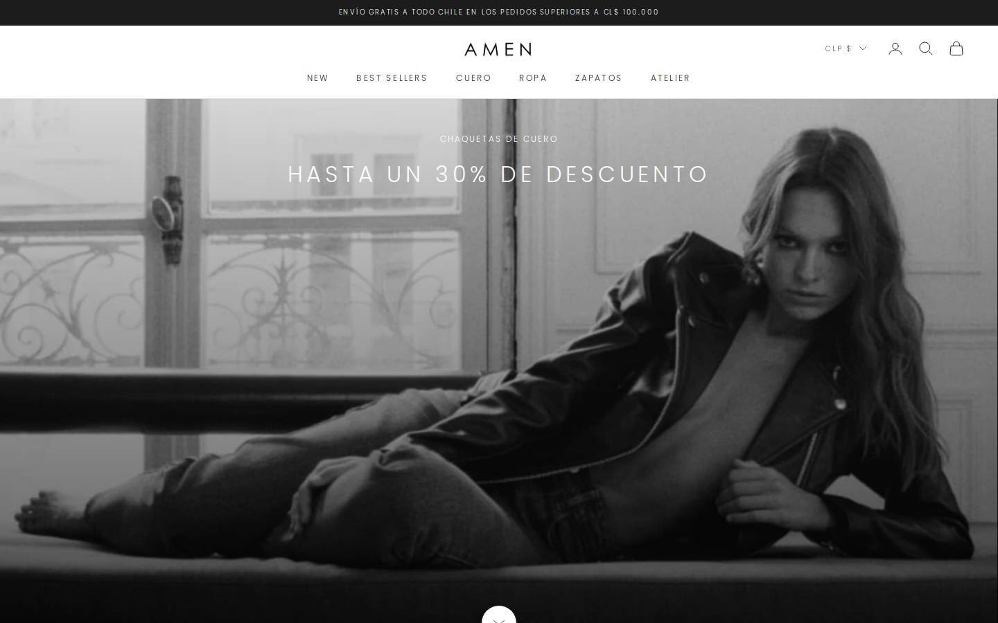 amenleather.com homepage screenshot