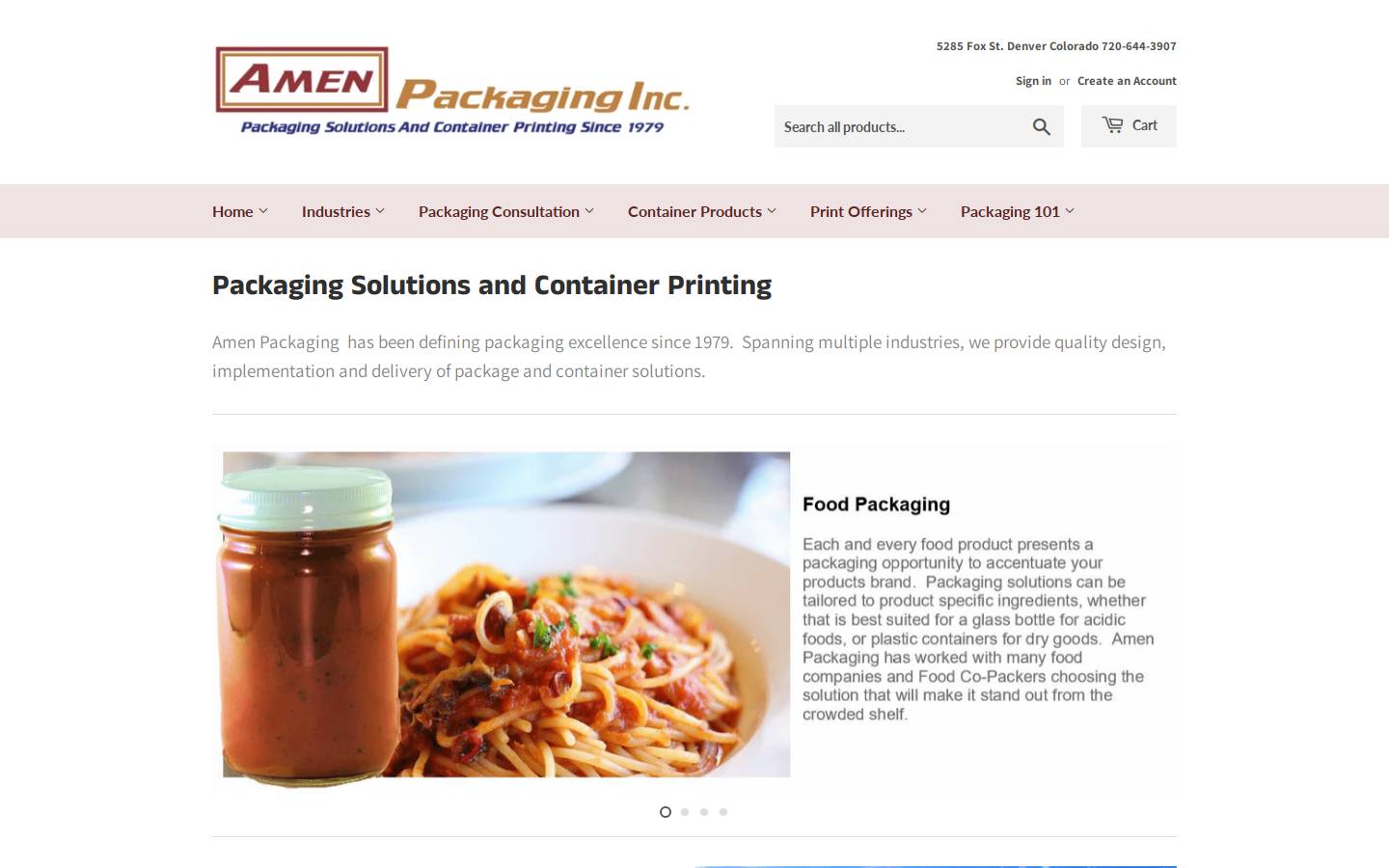 Amenpackaging homepage screenshot