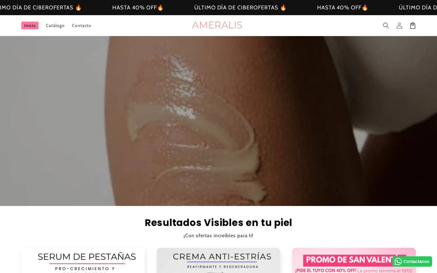 ameraliscosmetica.com homepage screenshot