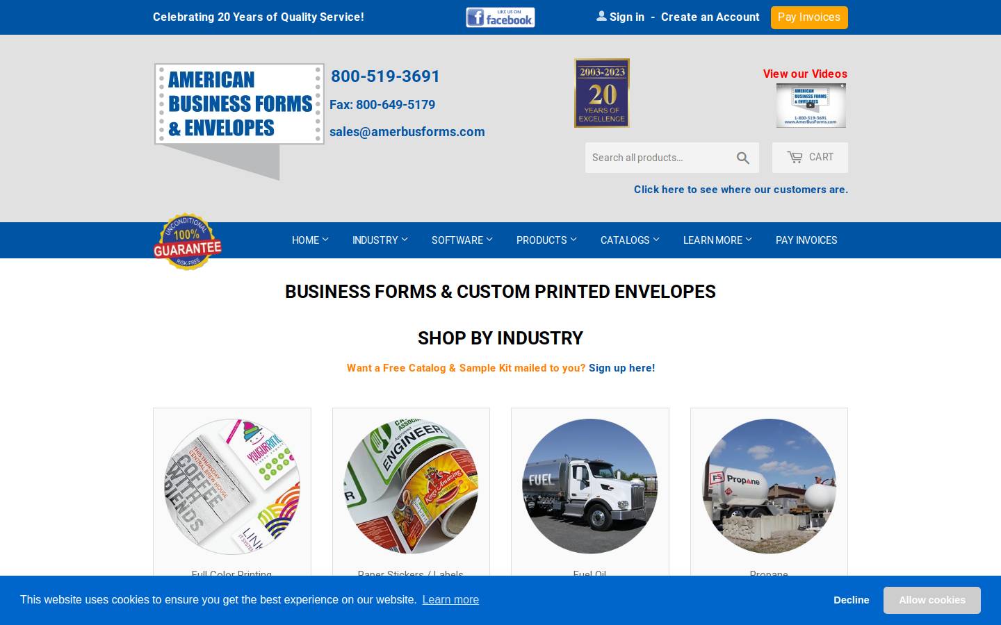 amerbusforms.com homepage screenshot