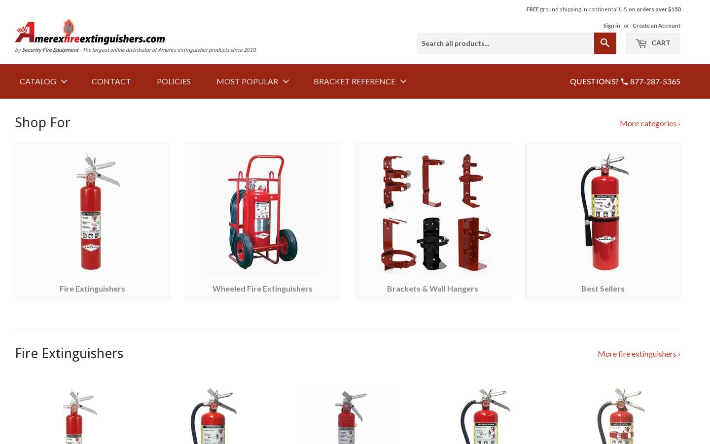 Amerexfireextinguishers homepage screenshot