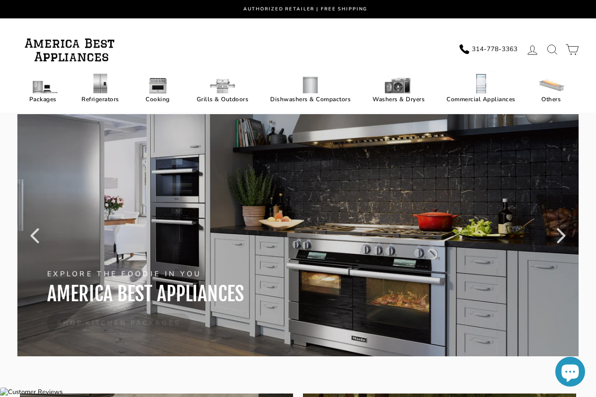Americabestappliances homepage screenshot
