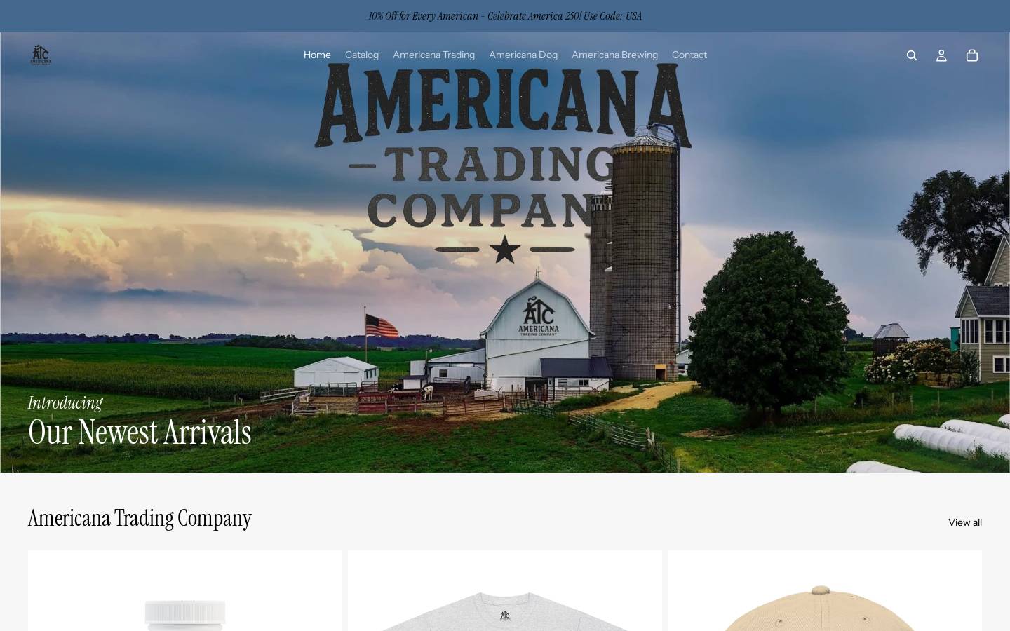 americanatradingcompany.com homepage screenshot