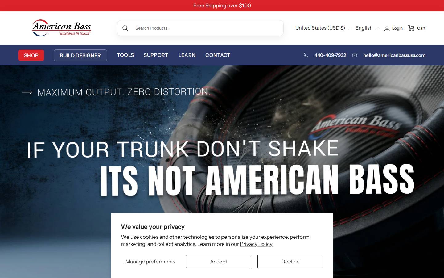 americanbassaudio.com homepage screenshot