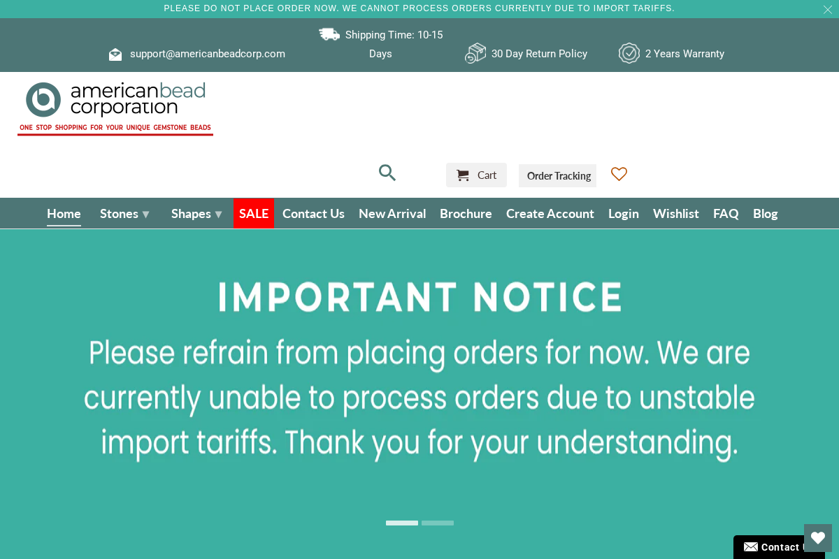 americanbeadcorp.com homepage screenshot