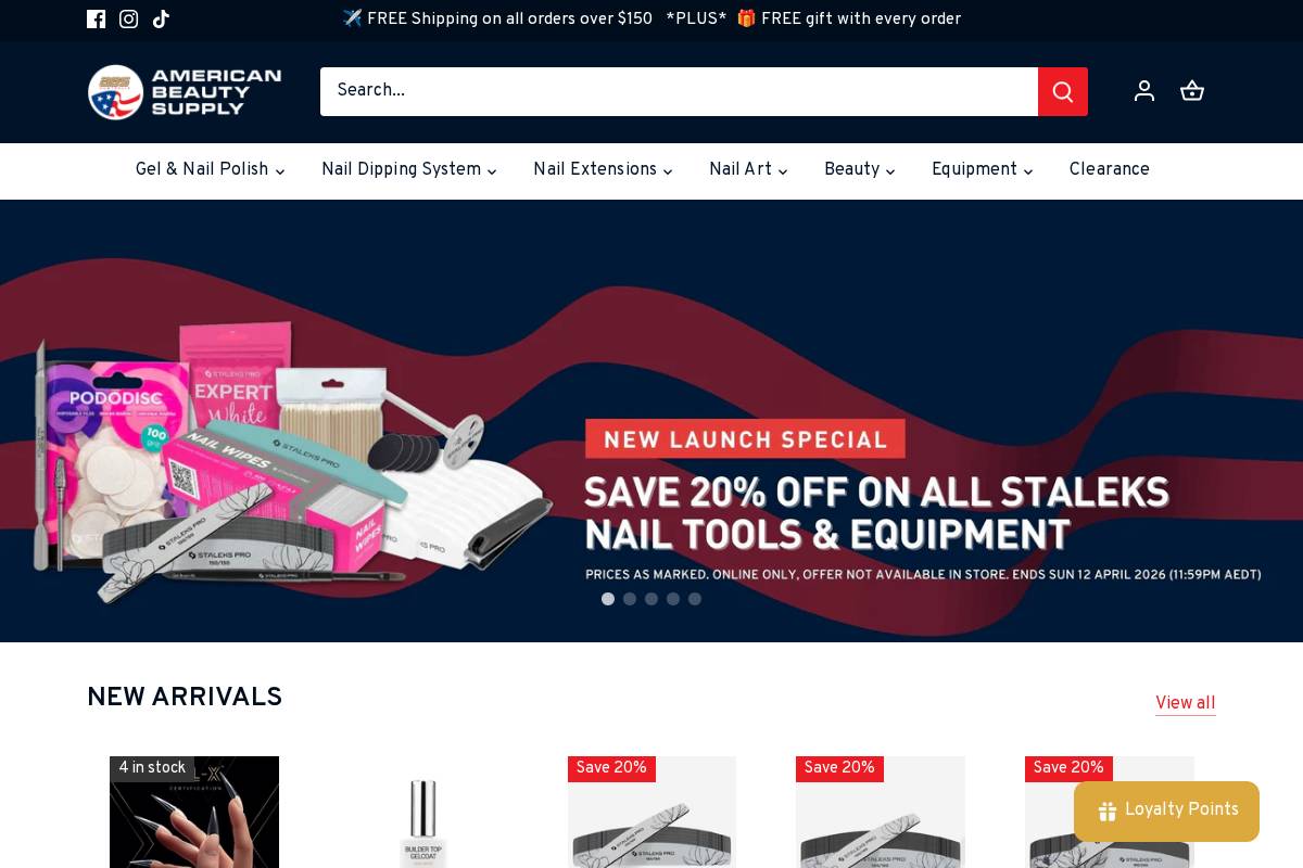 American Beauty Supply (ABS) homepage screenshot