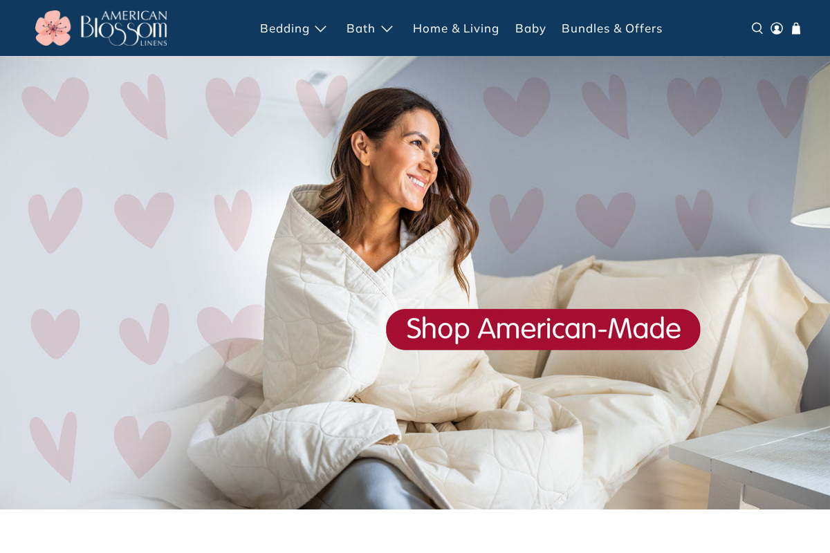 American Blossom Linens homepage screenshot